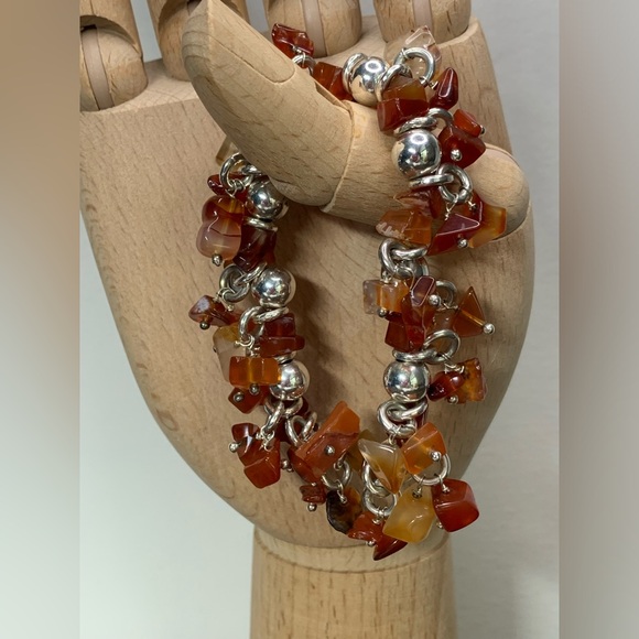 Silpada Very Rare Sterling Silver & Carnelian Bead ChaCha Stretch Bracelet - Picture 14 of 15